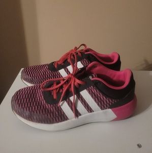 Adidas NEO Pink Black Women’s Cloudfoam Footbed Race Sneakers Shoes 8.5